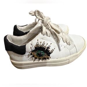 Kurt Geiger White Leather Sneakers with Eye Detail size 13